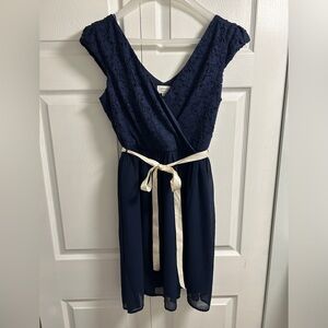 Mystic LA navy blue lace top dress (size L)